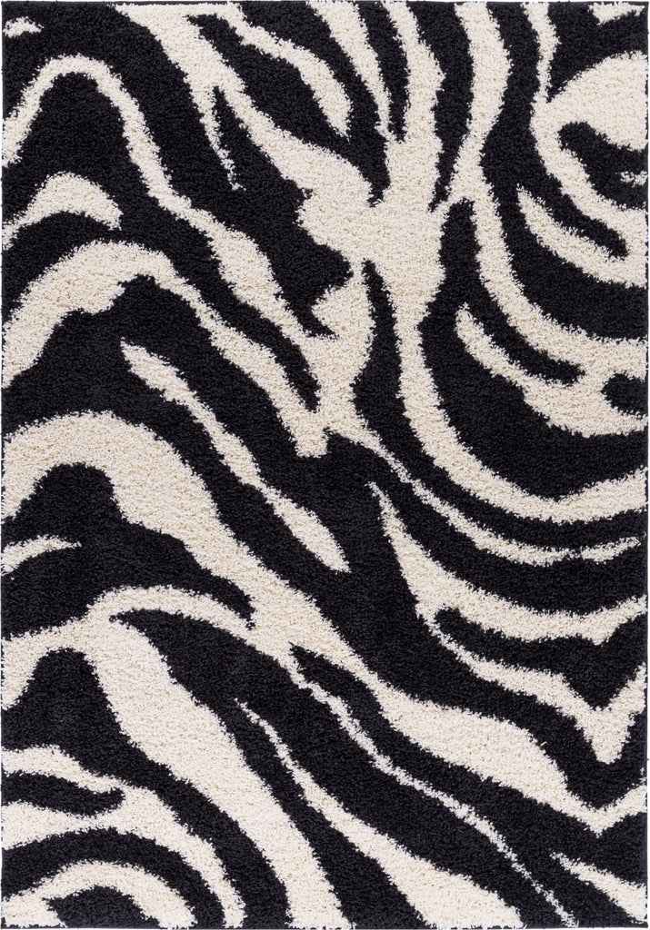 Black and White Leopard Print Accent Rug