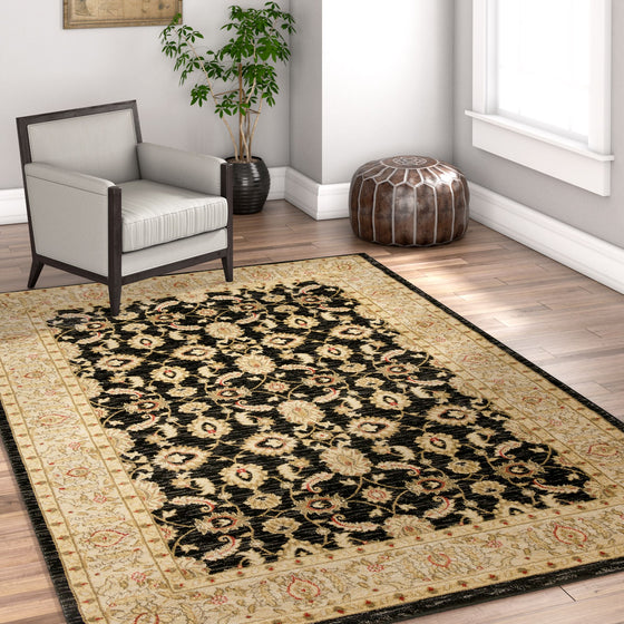 Well Woven 3'3 x 4'7 Non-Slip Traditional Sarouk Low Brown Area Rug